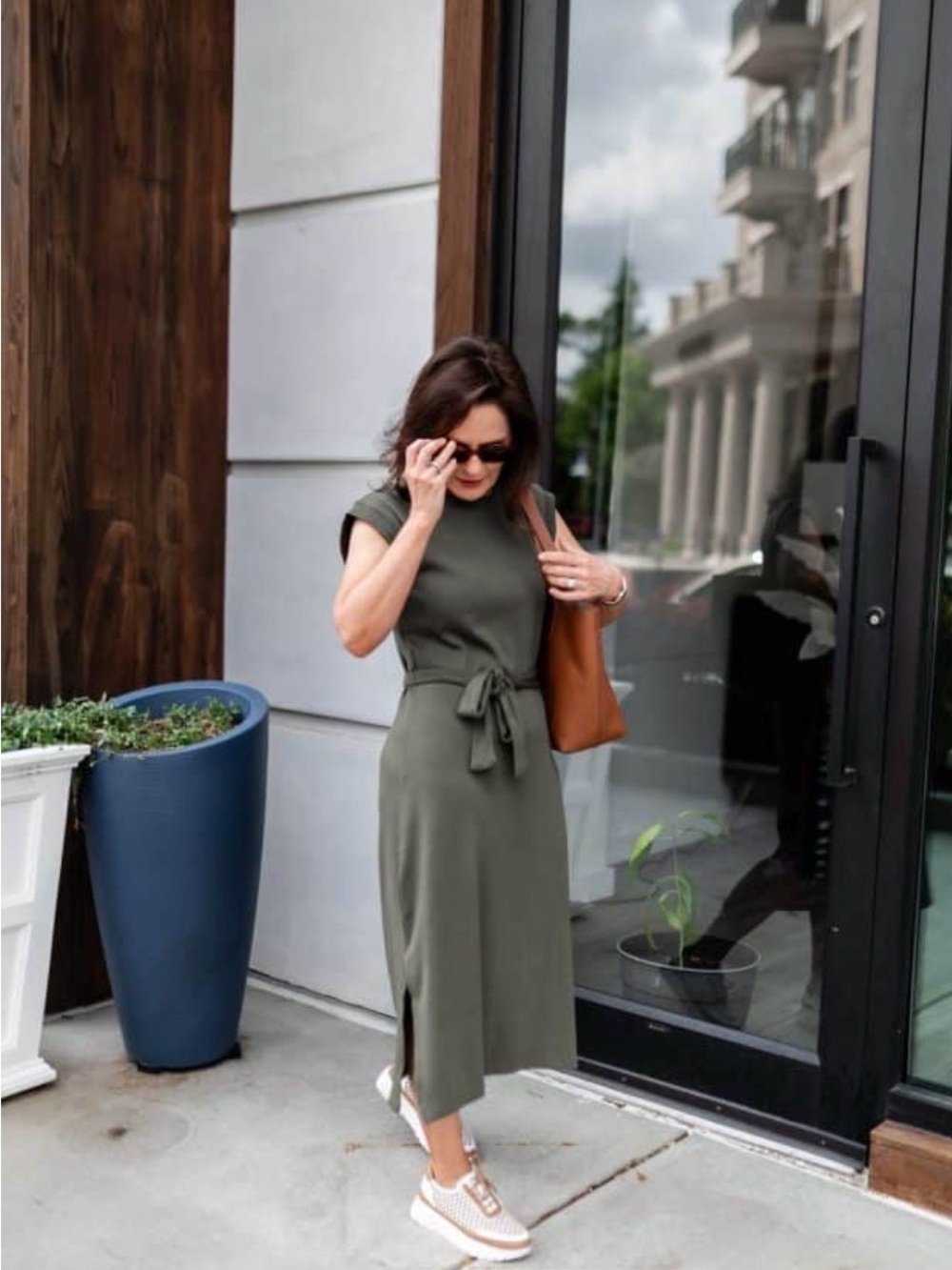 Land’s End Sleeveless Ribbed MIDI Dress Size M